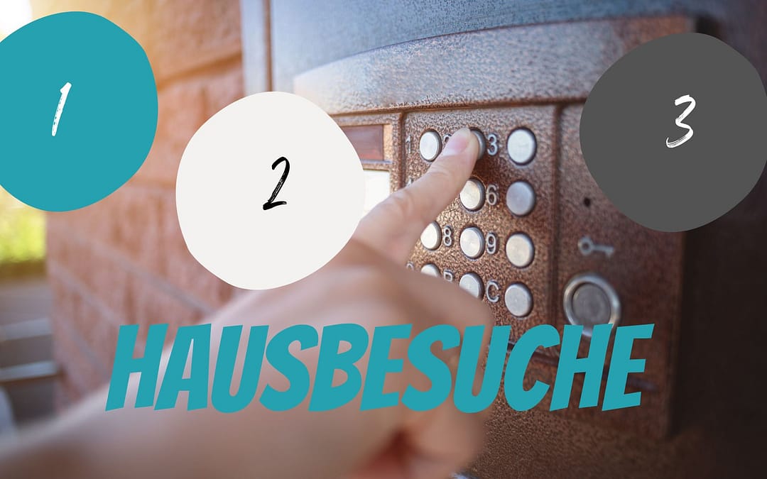 Klingel mit Text Hausbesuche und Button 1, 2 und 3